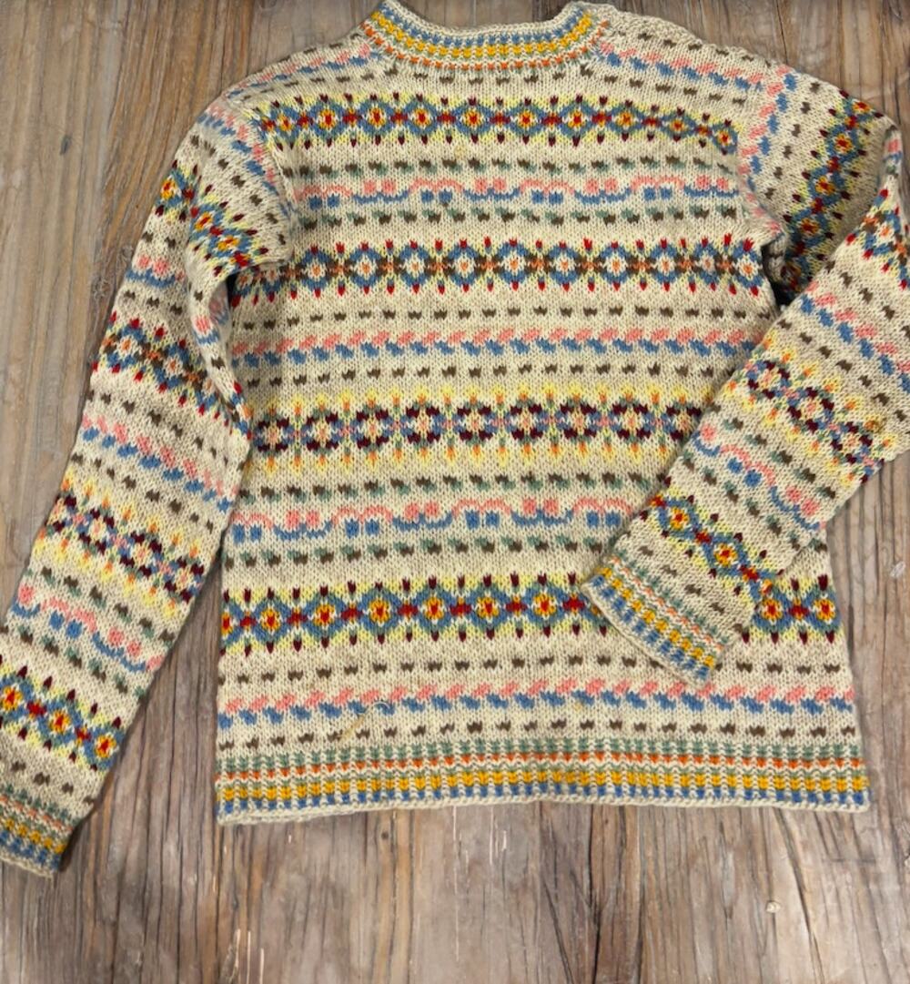 Kids Hand Knit Fair Isle Sweater Wool Nordic Multicolor Pullover